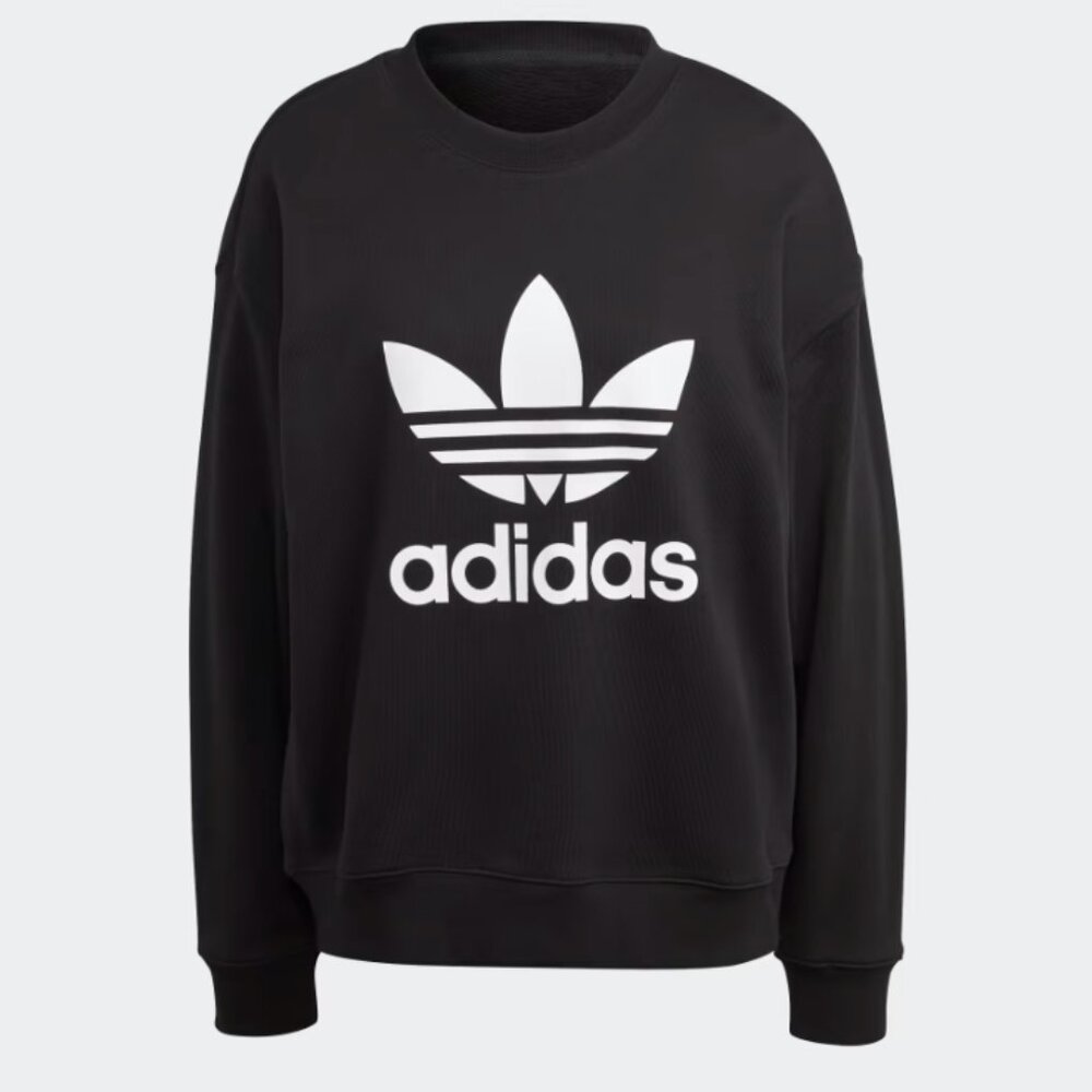 Adidas Trefoil Crew Sweatshirt, Black, Women's Size Small
